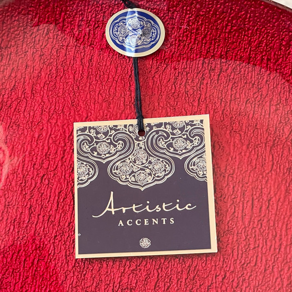 Artistic Accents Red Turkish Glass Charger Plate 13in Christmas Holiday New - Picture 9 of 10